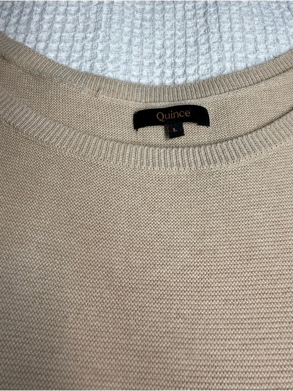 Quince Lightweight Organic Cotton Cashmere Link Stitch Dolman Sweater - Picture 3 of 5